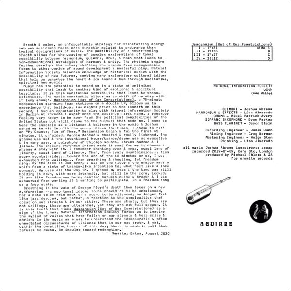 Natural Information Society with Evan Parker - Descension (Out of Our Constrictions) 2xLP / CD